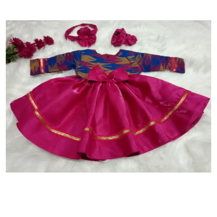 Srawen Red Velvet Pasni Dress Set – Traditional Rice-Feeding Ceremonial Outfit for Baby Girl