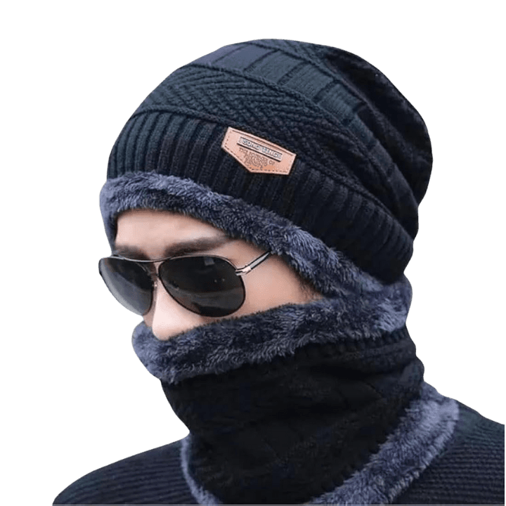 Winter Woolen Cap & Neck Warmer Set – Cozy Unisex Beanie and Neck Warmer