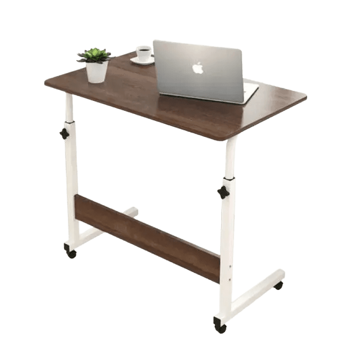 Adjustable Mobile Bedside Table & Laptop Desk – Double-Shelf Rolling Stand with Wheels