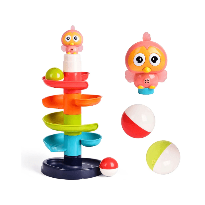 Cartoon Drop-and-Roll Ball Drop Tower Educational Toy