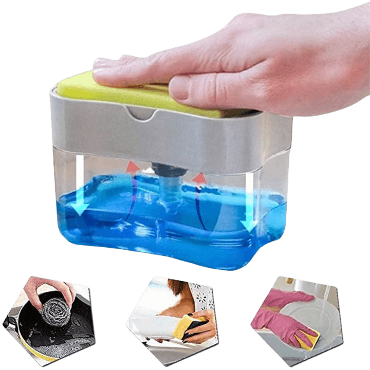 2-in-1 Soap Pump Dispenser & Sponge Holder – Compact Kitchen Sink Organizer