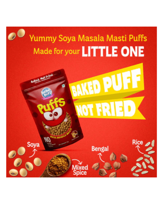 bebe burp puffs soya masala masti - 35gm