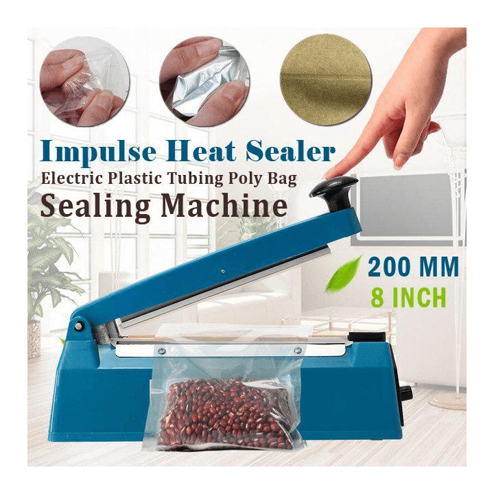 200mm Impulse Heat Sealer for Plastic Bags and Tubing