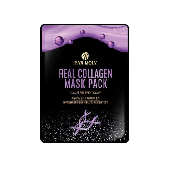 PAX MOLY Real Collagen Mask Pack – 5 Sheet Set (25 ml Each) – Firming & Hydrating Korean Sheet Masks