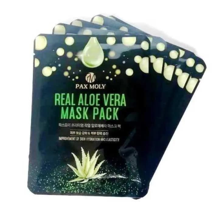 PAX MOLY Real Aloe Vera Mask Pack – 5 Sheet Set (25 ml Each) – Soothing & Hydrating Korean Sheet Masks
