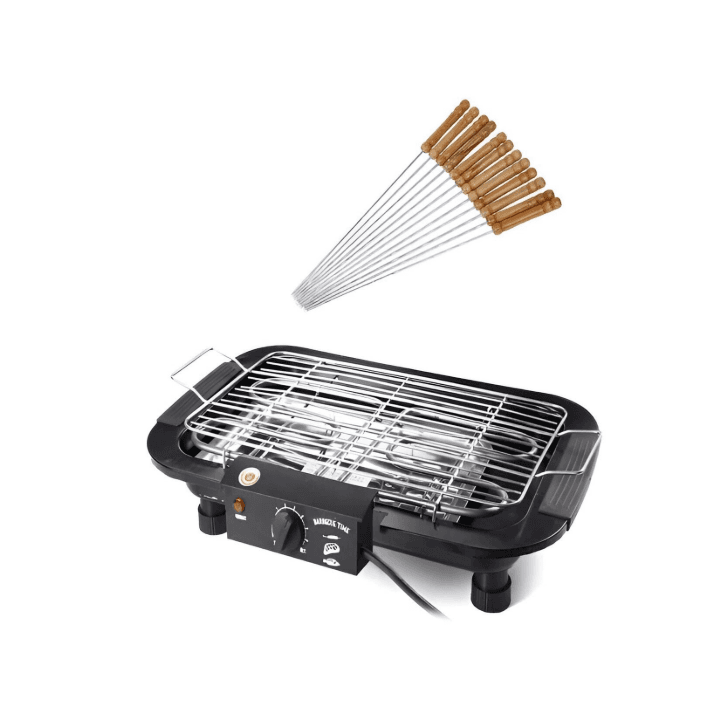 Electric Barbecue Grill with 12 Skewers – Smokeless Indoor & Outdoor BBQ Machine