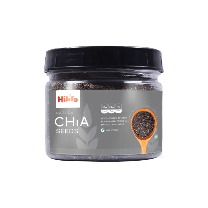 Chia Seeds 200g Jar – Rich in Omega-3, Protein, Calcium & Fiber | Plant-Based Superfood
