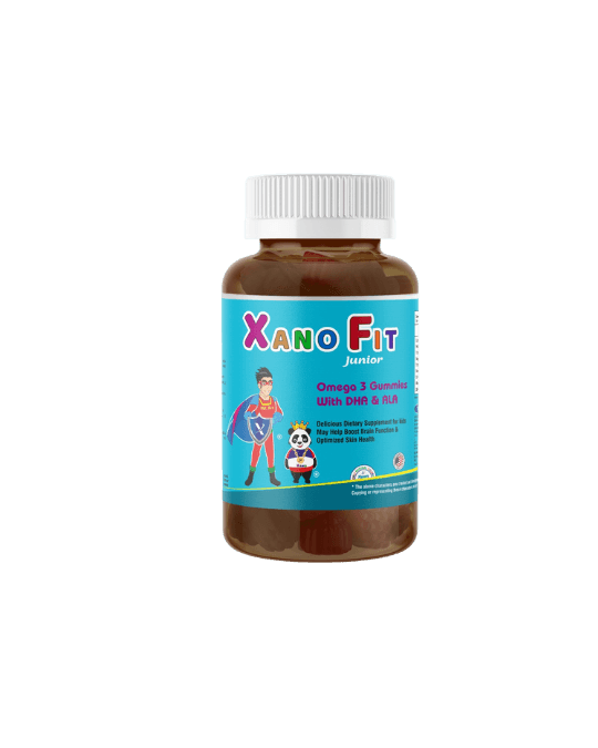 Xano Fit Omega + DHA Gummies for Kids: Boost Brain, Vision, Immunity & Sleep - 30 Pieces