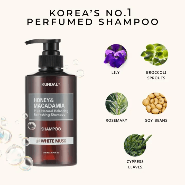 Natural White Musk Shampoo – Argan & Macadamia Oil, Frizz Control & Long-Lasting Scent (Sulfate-Free)