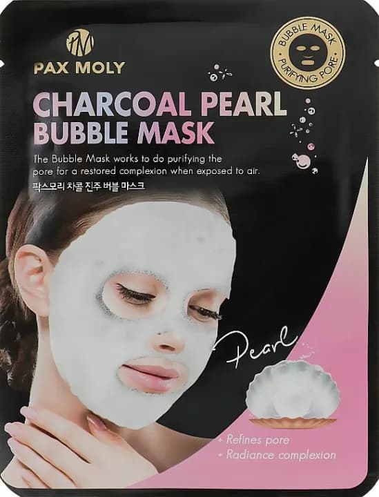 PAX MOLY Charcoal Pearl Bubble Mask – 22 g (Pack of 5)