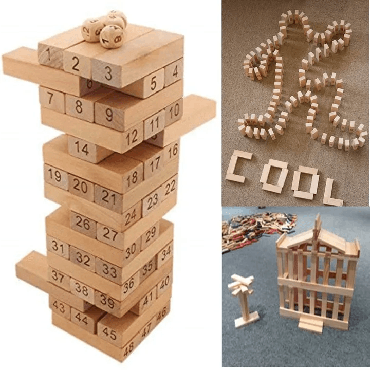 Big Jenga Wooden Toy – Numbered Stacking Game for Kids and Adults
