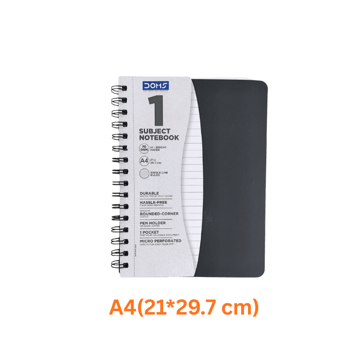Doms 1 Subject Notebook – 21.6 × 14 cm, 70 GSM, 160 Pages