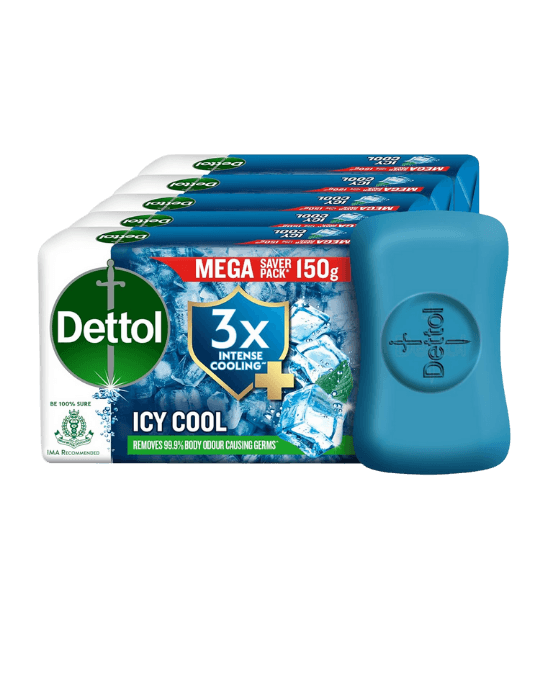 Dettol Icy Cool Bathing Soap Bar with 3X Menthol in a 150g ( pack off 5 )