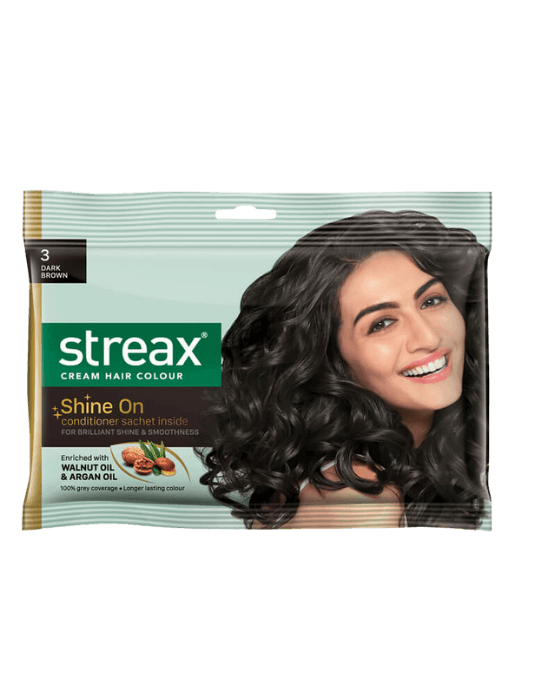 Streax Cream Hair Colour in Shade 3 Dark Brown 20gm