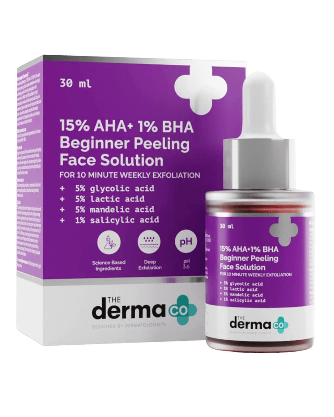 The Derma Co. | 15% AHA+1% BHA | Beginner Face Peeling Solution | 30ml