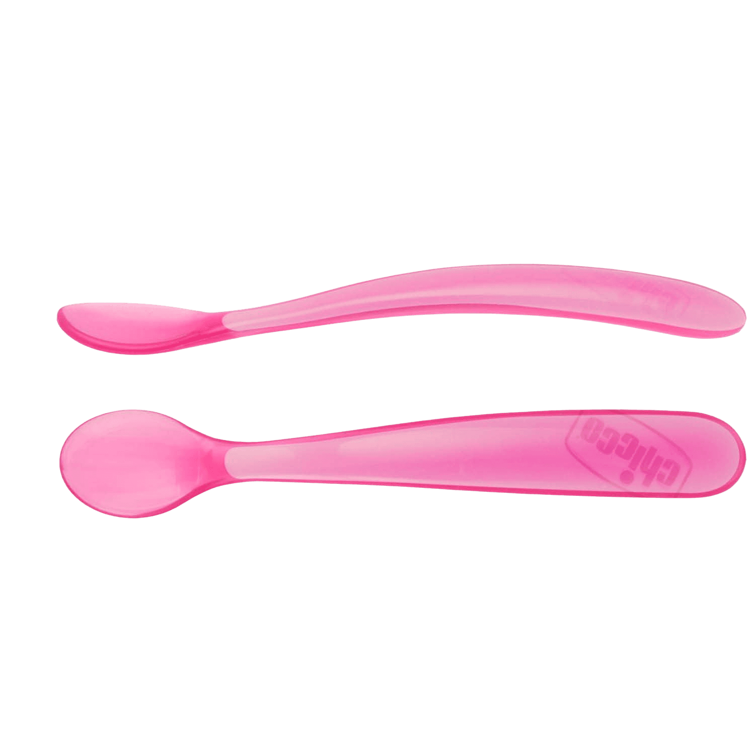 Chicco Soft Silicon Spoon Bi-Pack, 6M+, Pink
