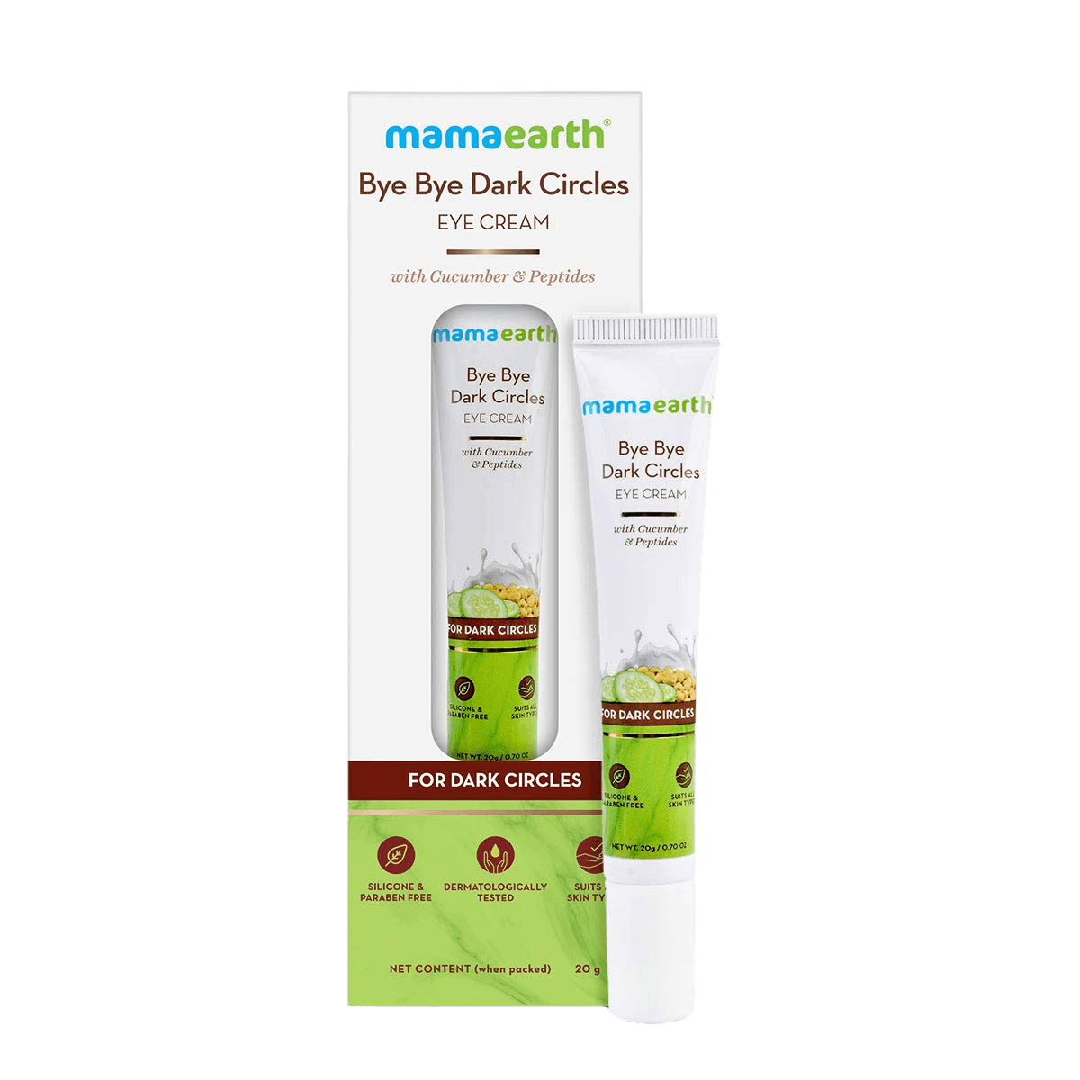 Mamaearth Bye Bye Dark Circle Eye Cream | Cucumber For Dark Circles | 20ml