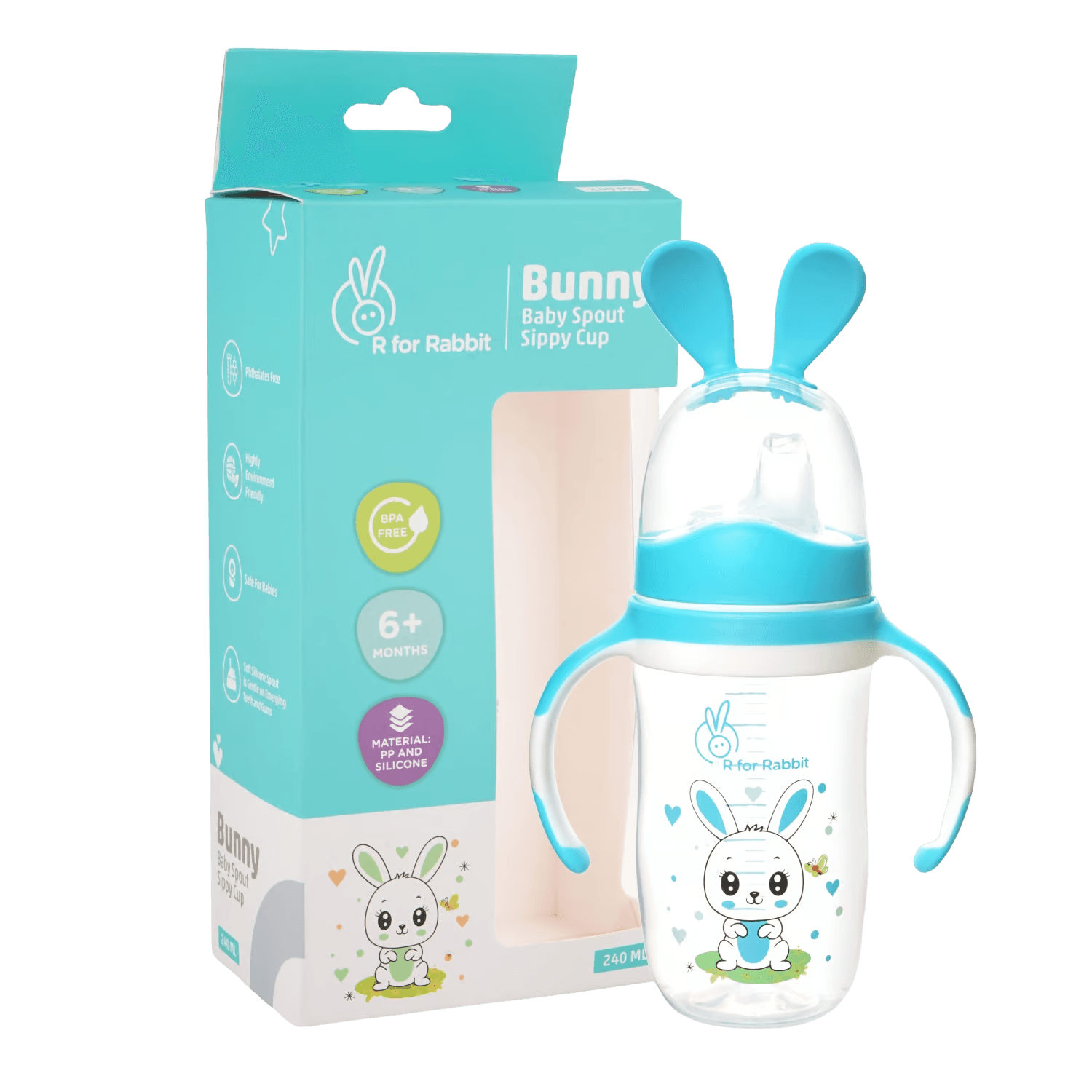 R for Rabbit | Bunny Spout Cup | 240 ml | BLUE