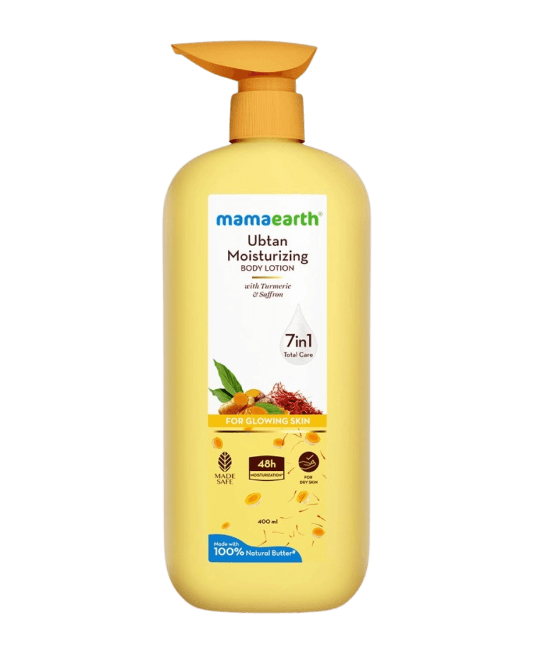 Mamaearth | Ubtan Moisturizing Body Lotion | Turmeric & Saffron | Glowing Skin | 400 ml