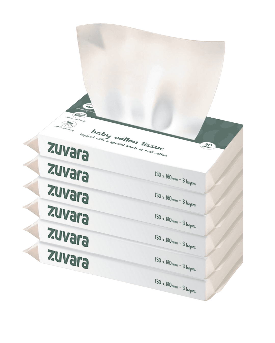 Zuvara | Baby Moisturizing Tissue | 40 Pulls | Pack of 6