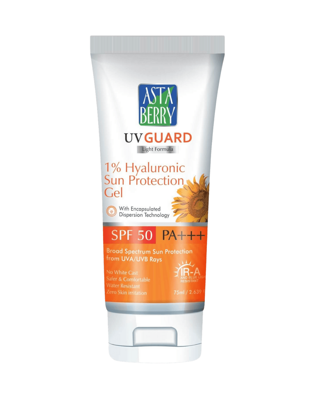 Asta Berry | UV Guard 1% Hyaluronic Sun Protection Gel | SPF 50 PA+++ | 75ml