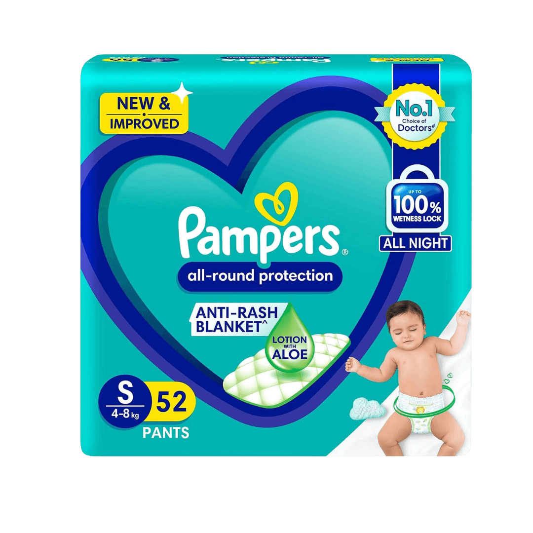 Pampers Diapers | Baby Pants | Small | 52 pcs