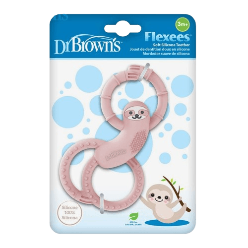Dr Brown's Sloth Long Limbed Silicone Teether, Pink,3m+