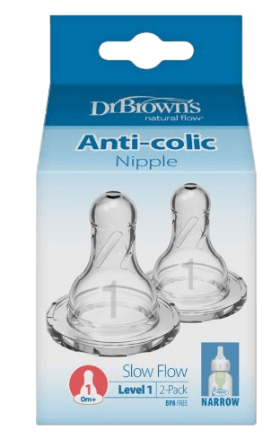 Dr. Brown's Level-1 Silicone Narrow-Neck "Options" Nipple - 2 Pcs (0-3months)