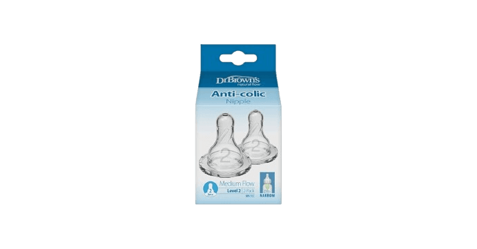 Dr Brown's Level-2 Silicone Narrow-Neck"Options" Nipple, 2-Pack(3-6months)