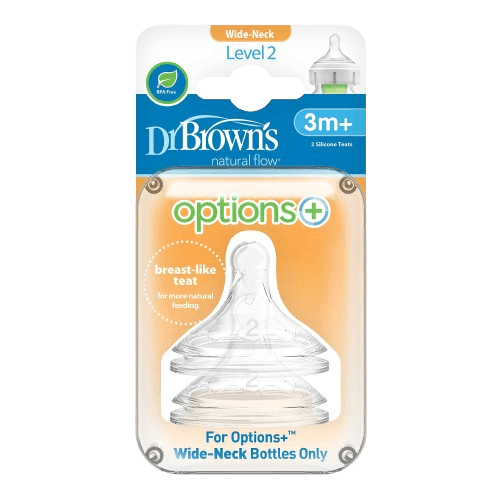 Dr. Brown's Level 2 Wide-Neck Silicone Nipple 2-Pack (3-6months)