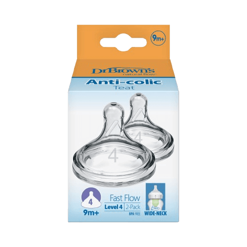 Dr. Brown’s Wide Neck Options+ Nipple, Level-4, 2-Pack