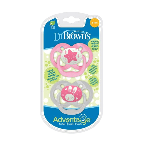 Dr Brown's Advantage Pacifiers, Stage 2-Pack -2, Pink(6-18m)