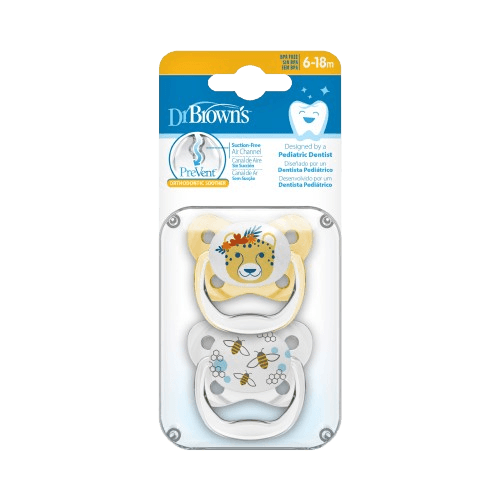 Dr Brown's Prevent Butterfly Soother Stage 2 Yellow 2-Pack