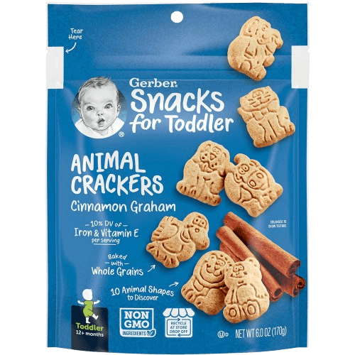 Gerber Snacks for Toddler Animal Crackers, Cinnamon Graham
