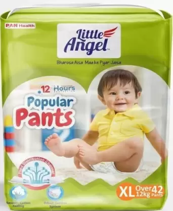 Little Angel Popular Pants Baby Diaper XL 42 Pants (Exra Large Size) With  Free Wet Wipes Worth Rs 180
